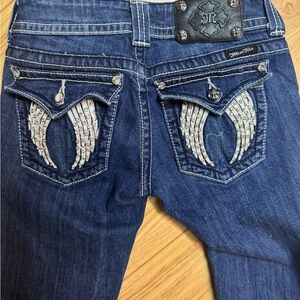 Miss Me Blue Boot Cut Jeans with Decorative Back